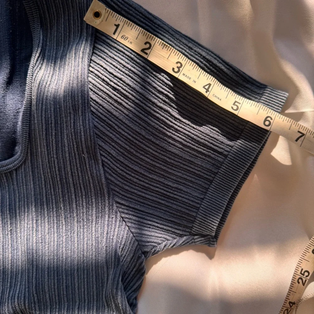 Navy Blue Ribbed Women's Top